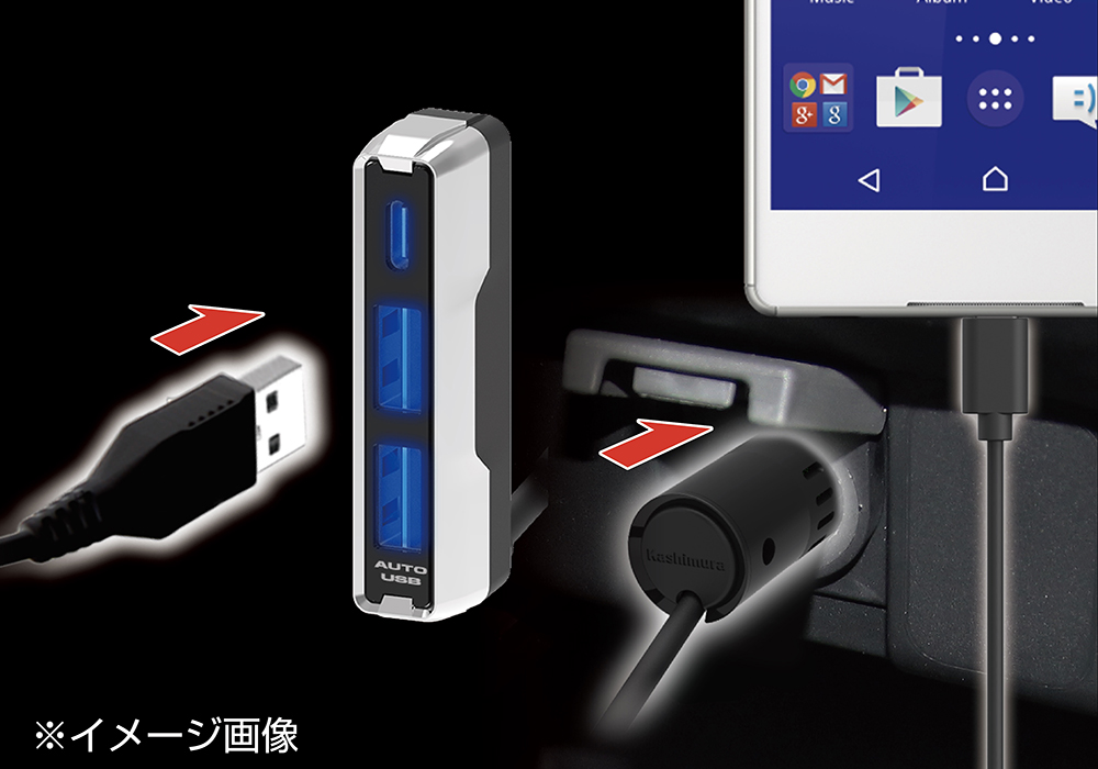 DC-5.4A-リバーシブルUSB 3ポート 自動判定 セパレート スリム - 画像 (2)