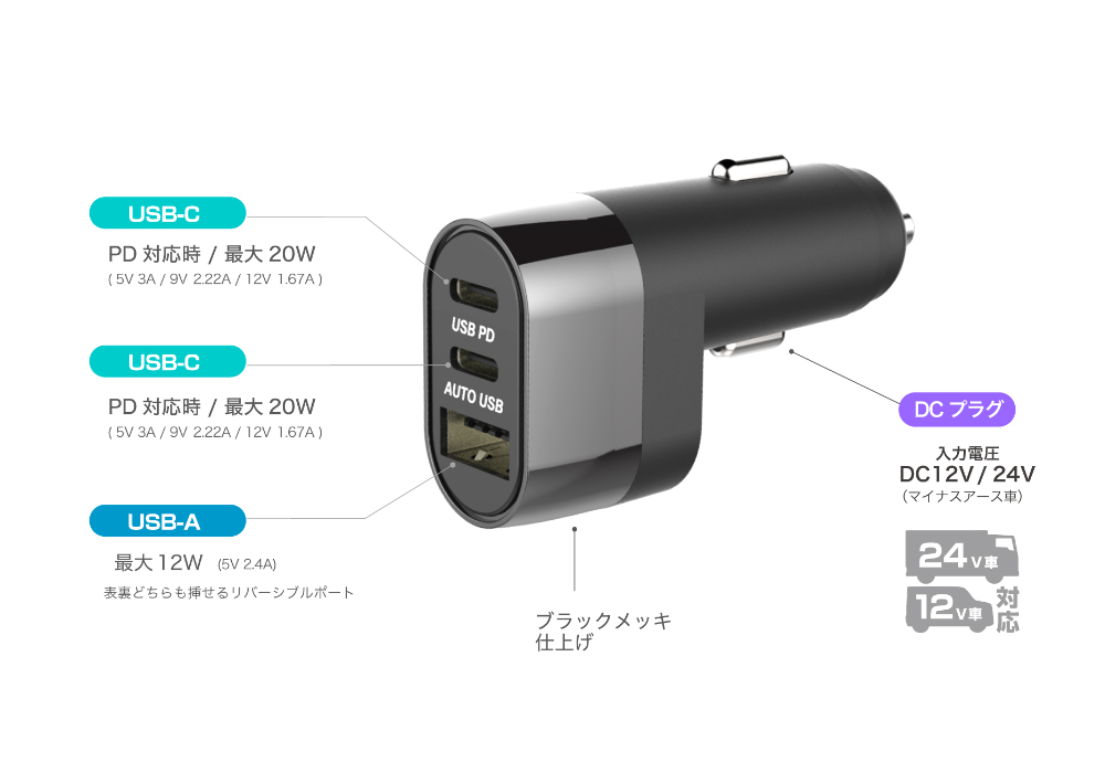 DC-47W USB 3ポート コンパクト 自動判定 - 画像 (6)