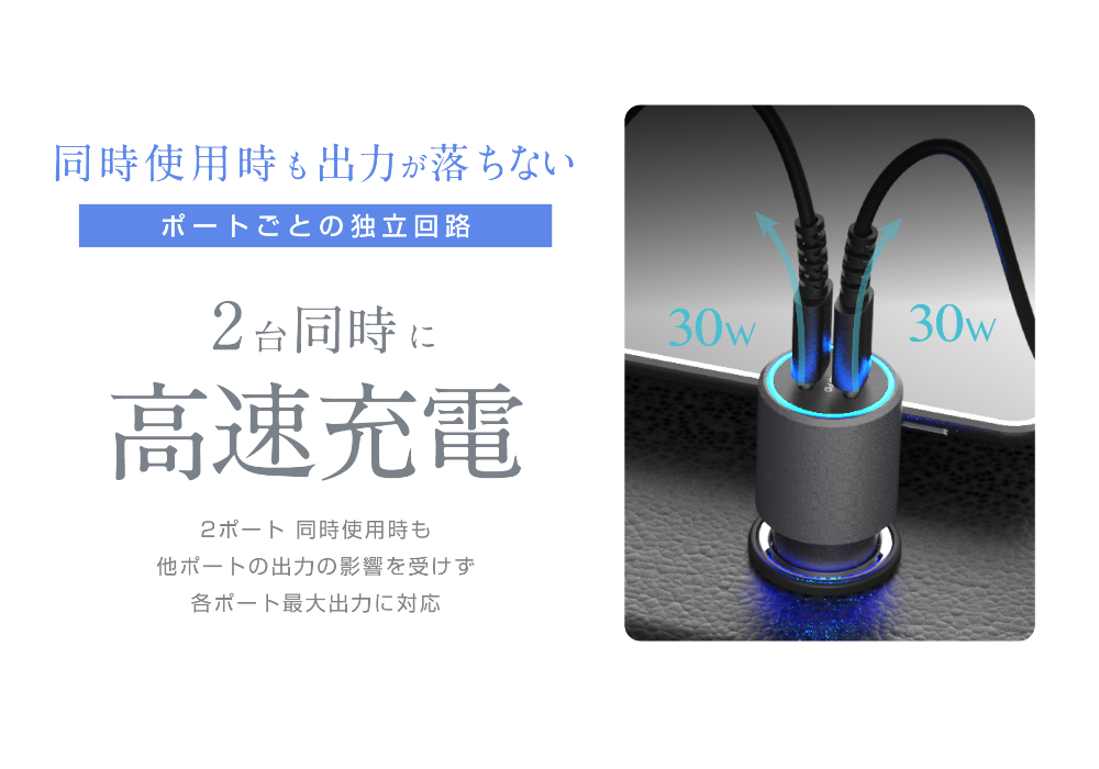 DC-60W USB 2ポート PD30W×2 - 画像 (5)