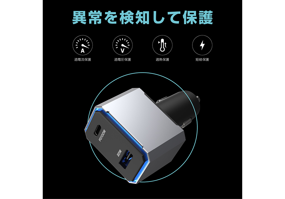 DC-120W USB 2ポート PD100W 自動判定 - 画像 (10)