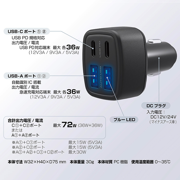 DC-72W-USB 4ポート C2A2 - 画像 (5)