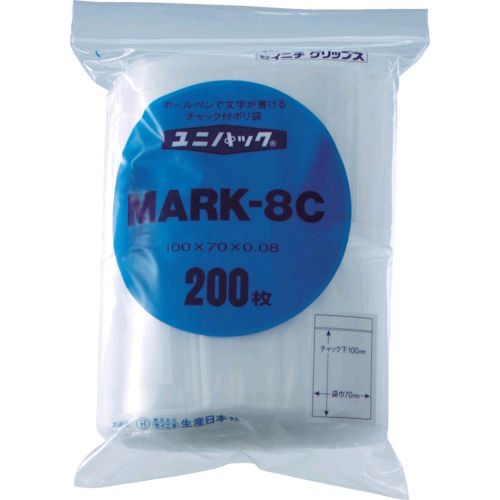 【即納在庫品】「直送」セイニチ MARK8F チャック付ポリ袋 ユニパック MARK?8F 透明 縦170×横120×厚さ0.08mm 100枚入