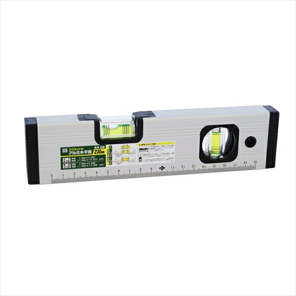 アルミ水平器 マグネット付 230mm シルバー 新潟精機 ALM-230