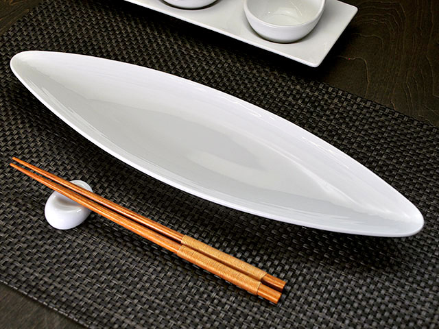 えでぃー 36cm 葉長皿 リーフ皿 サンマ皿 大皿 和モダン 白い食器 業務用 KOYO