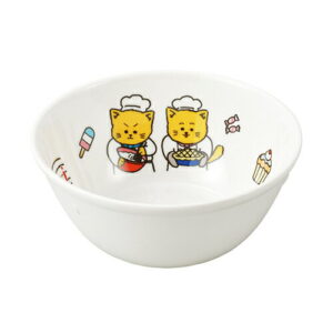 こねこたい ミルク椀(KO-47)お茶碗 お子様ランチ 子猫 ネコ アニマル お料理　スイーツ かわいい 懐かしい レトロ 喫茶 メラミン【日本製】