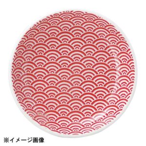 花伝 青海波 赤 10cm丸皿 52244010