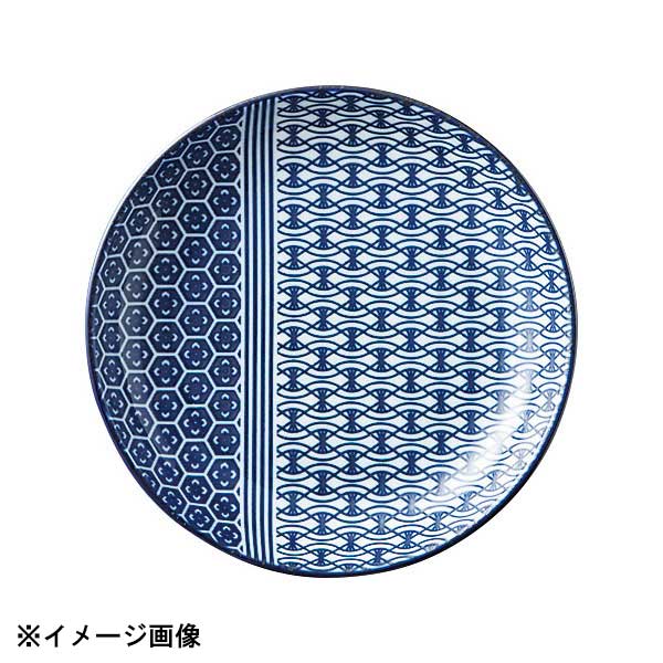 花伝 古青藍 藍波花 13cm丸皿 52282109