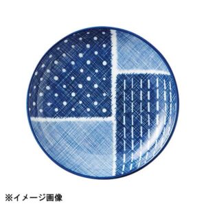 花伝 古青藍 藍格子 13cm丸皿 52283109
