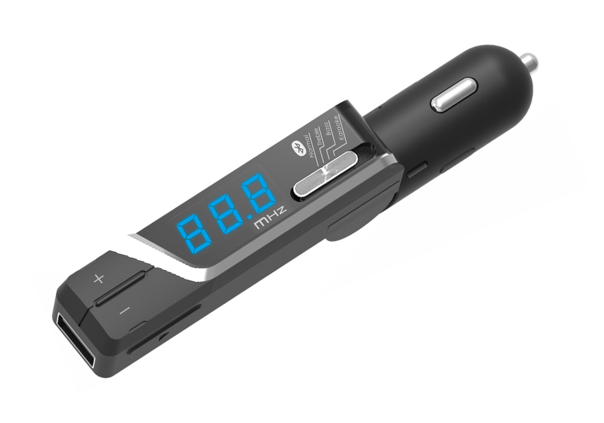 Bluetooth FMトランスミッター イコライザー付 USB1ポート 2.4A 自動判定/リバーシブル