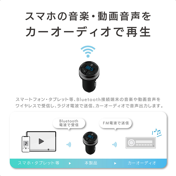Bluetooth FMトランスミッター フルバンド - 画像 (3)