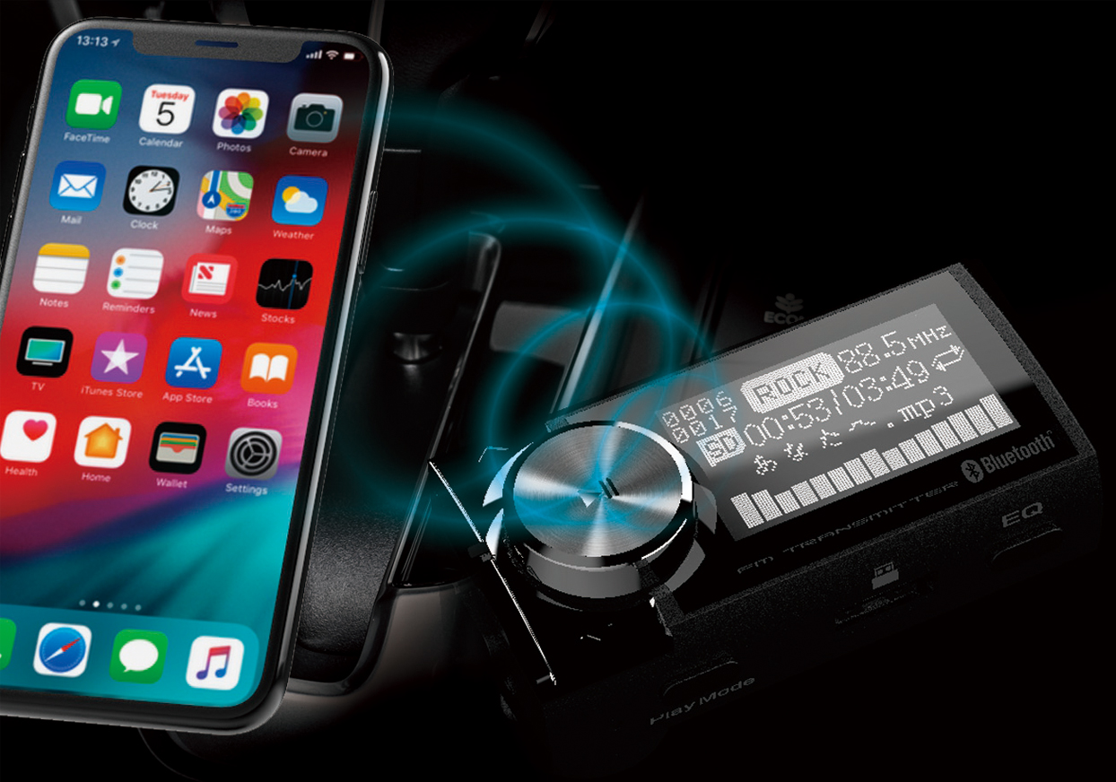 Bluetooth FMトランスミッター EQ AUX MP3プレーヤー付 - 画像 (2)