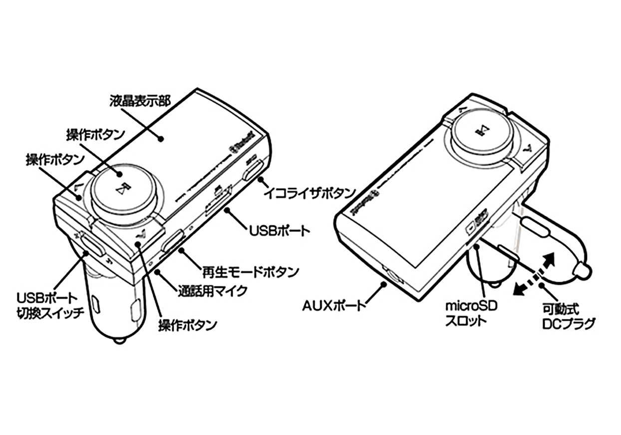 Bluetooth FMトランスミッター EQ AUX MP3プレーヤー付 - 画像 (5)