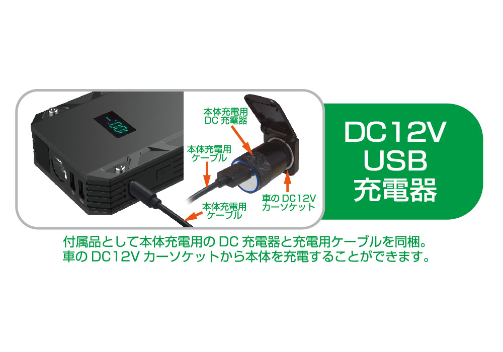 ジャンプスターター 12000mAh ディスプレイ付き - 画像 (5)