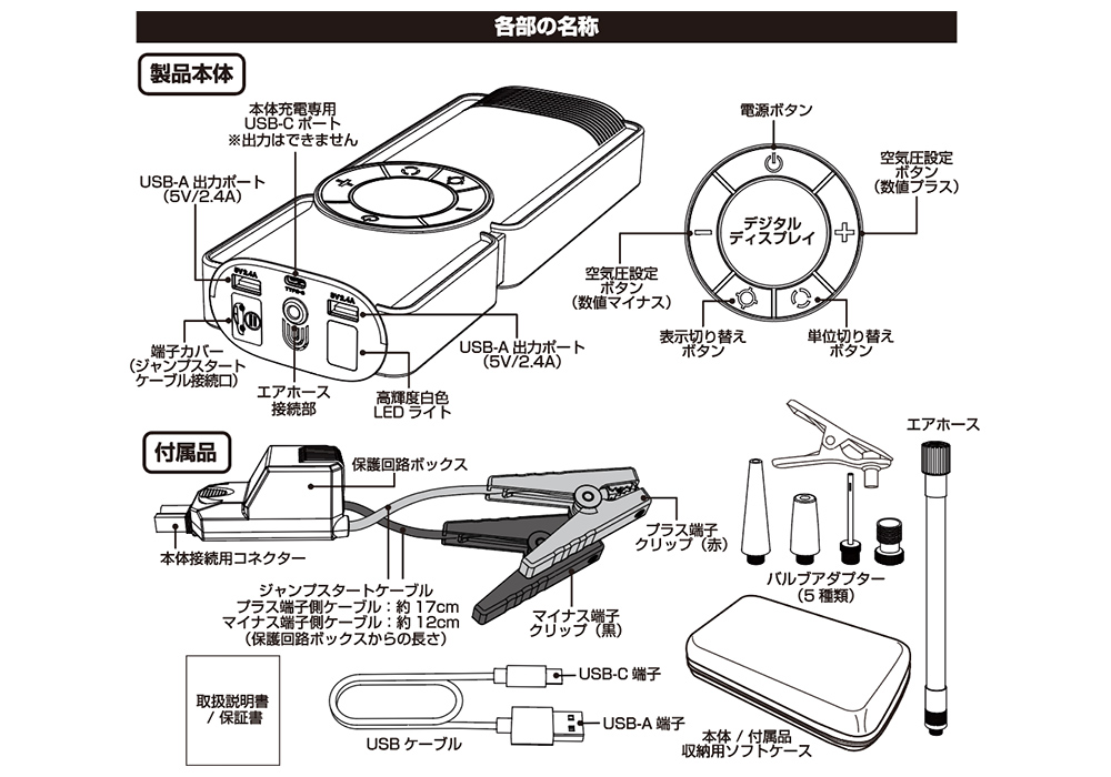 電動コンプレッサー付きジャンプスターター 8000mAh - 画像 (7)