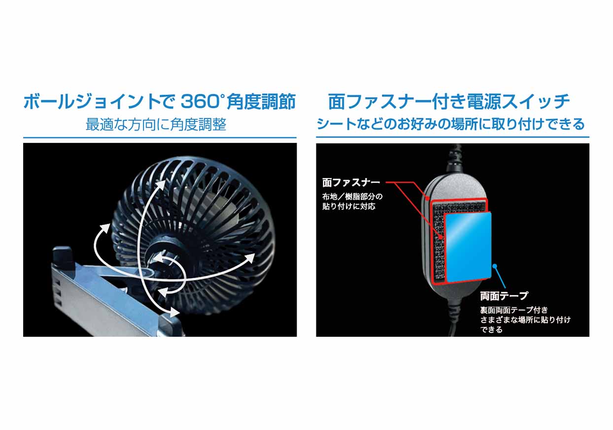 USB扇風機 ヘッドレスト取り付け - 画像 (5)