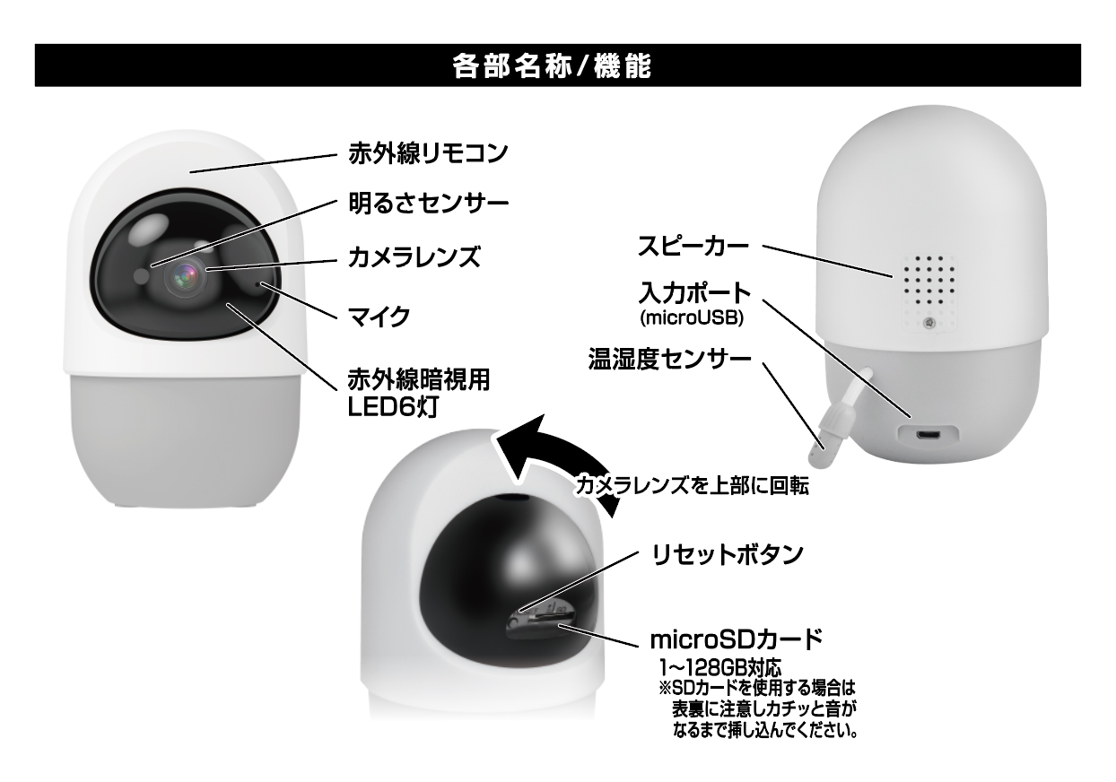 スマートカメラ リモコン/温湿度/首振-巡航 - 画像 (3)