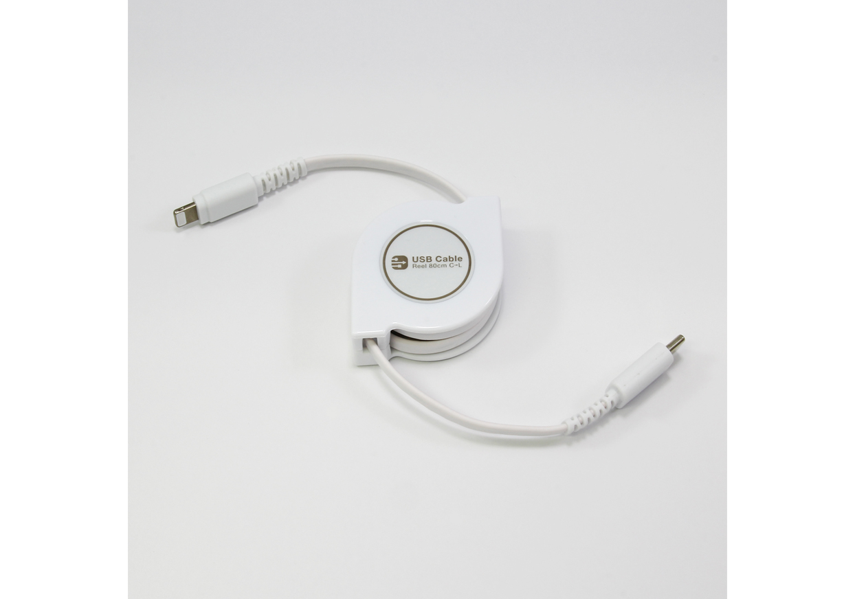USB充電&同期ケーブル リール 80cm C-LN WH - 画像 (3)