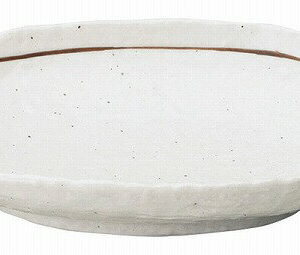 光洋陶器 KOYO 粉引ライン 石目小判皿 大