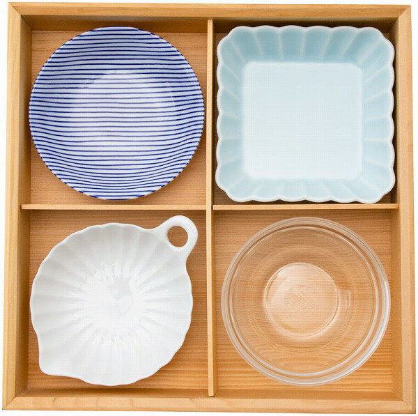 光洋陶器 KOYO 松花堂 四つ仕切り 風セット (木製)