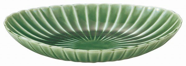 光洋陶器 KOYO かすみ 緑 楕円皿 大