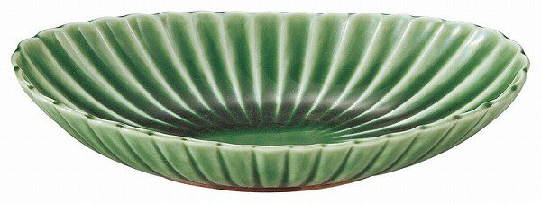 光洋陶器 KOYO かすみ 緑 楕円皿 中