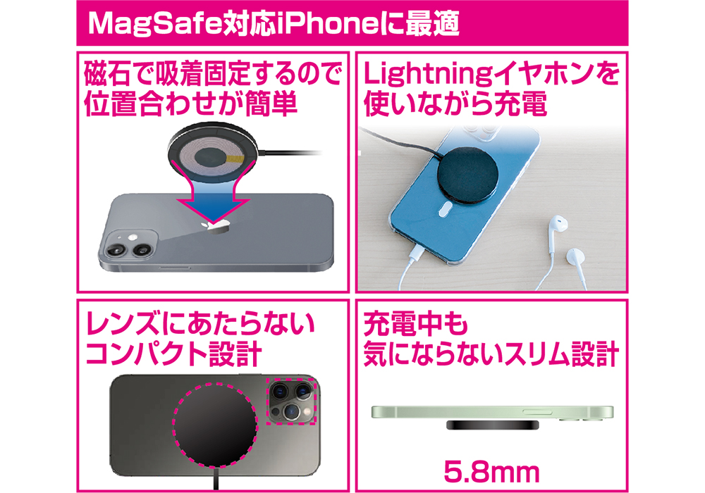 マグネットワイヤレス充電器 15W 1m - 画像 (4)