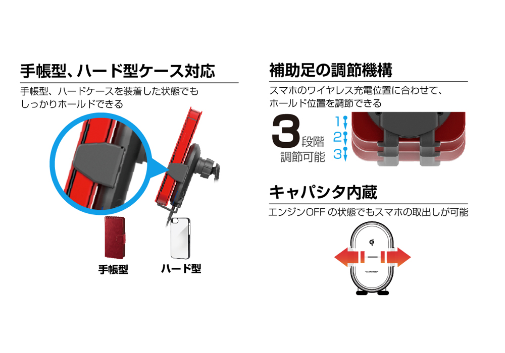 Qi自動開閉ホルダー 手帳対応 キャパシタ付 吸盤取り付け - 画像 (4)
