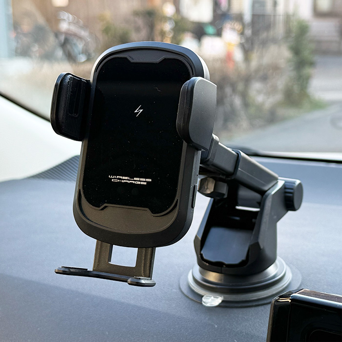 自動開閉式 ワイヤレス充電ホルダー 吸盤取り付け - 画像 (2)
