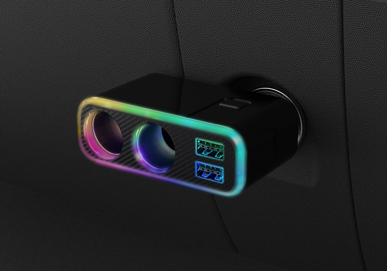 2連ダイレクトソケット 2USB-4.8A レインボーライト付き - 画像 (2)