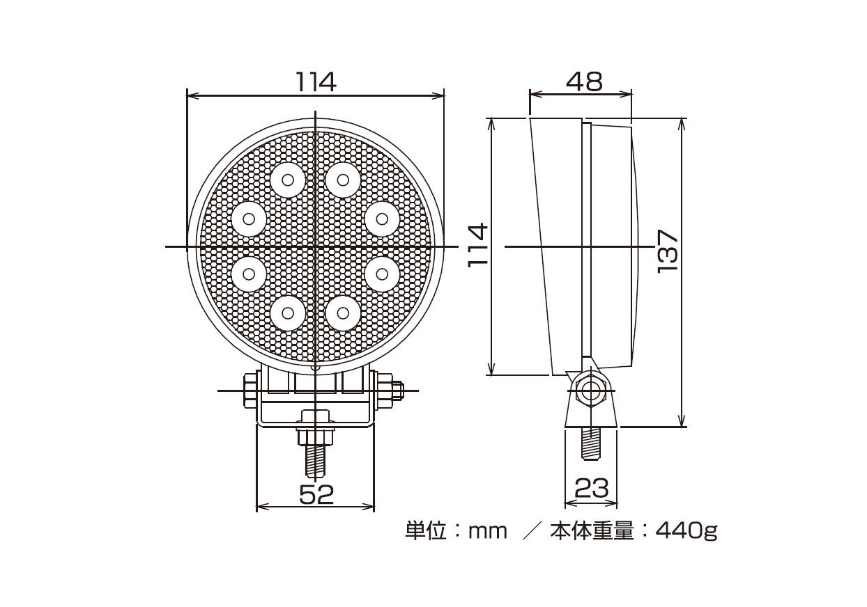 LED ワークライト 電動フォークリフト対応 丸 - 画像 (4)