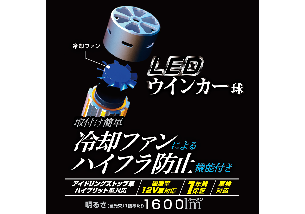 S25 ピン角150° ファン付きウインカー 24灯 1600LM - 画像 (4)