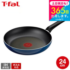 ティファール T-fal ロイヤルブルー・インテンス フライパン 24cm D53304 取っ手軽量モデル / IH不可 ガス火専用 お知らせマーク こびりつきにくい 長持ち 取っ手つきフライパン t-fal T-FAL tfal Tfal JGS 最強配送