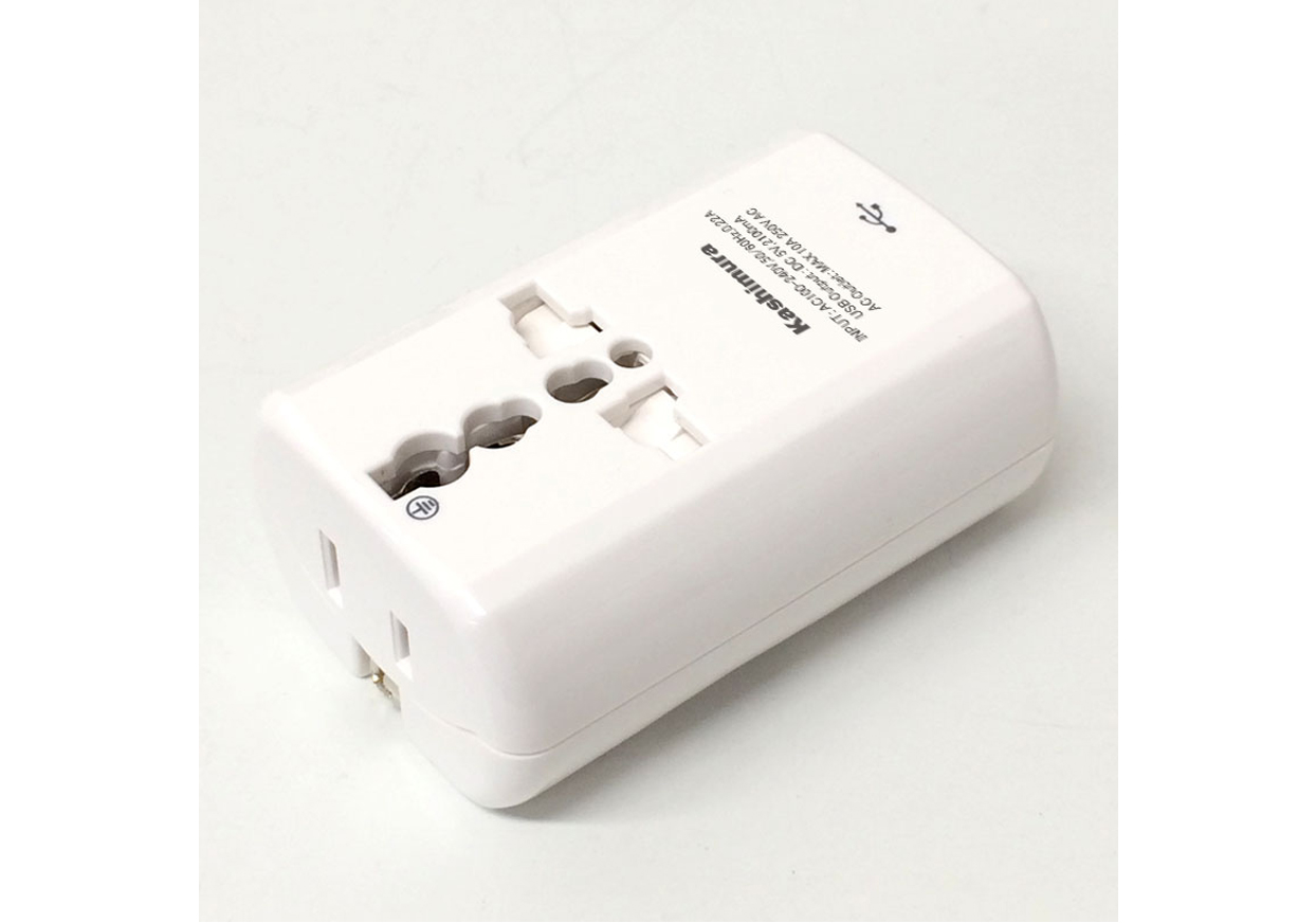 海外旅行用 2口電源プラグ A/C/O/SE/BFタイプ USB2.1A
