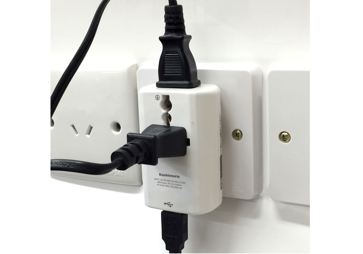 海外旅行用 2口電源プラグ A/C/O/SE/BFタイプ USB2.1A - 画像 (3)