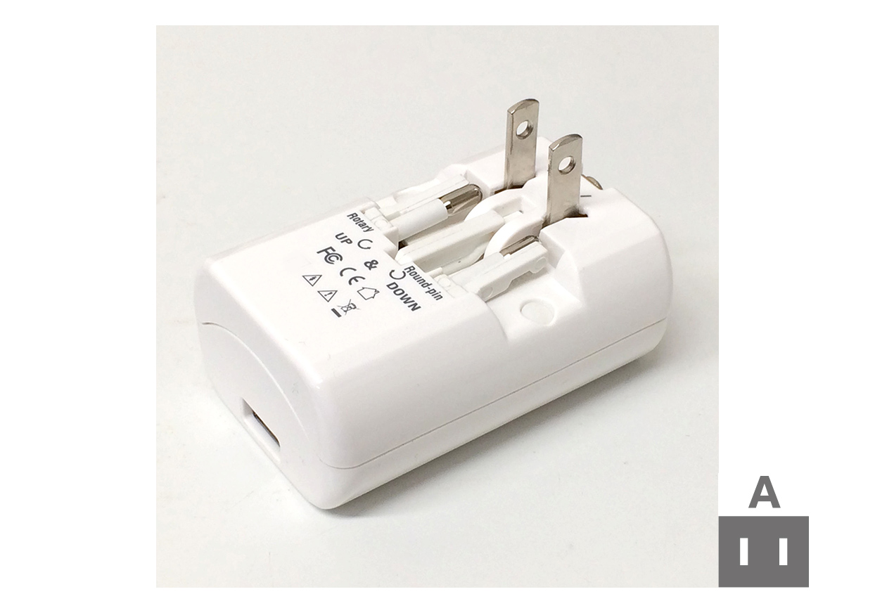 海外旅行用 2口電源プラグ A/C/O/SE/BFタイプ USB2.1A - 画像 (4)