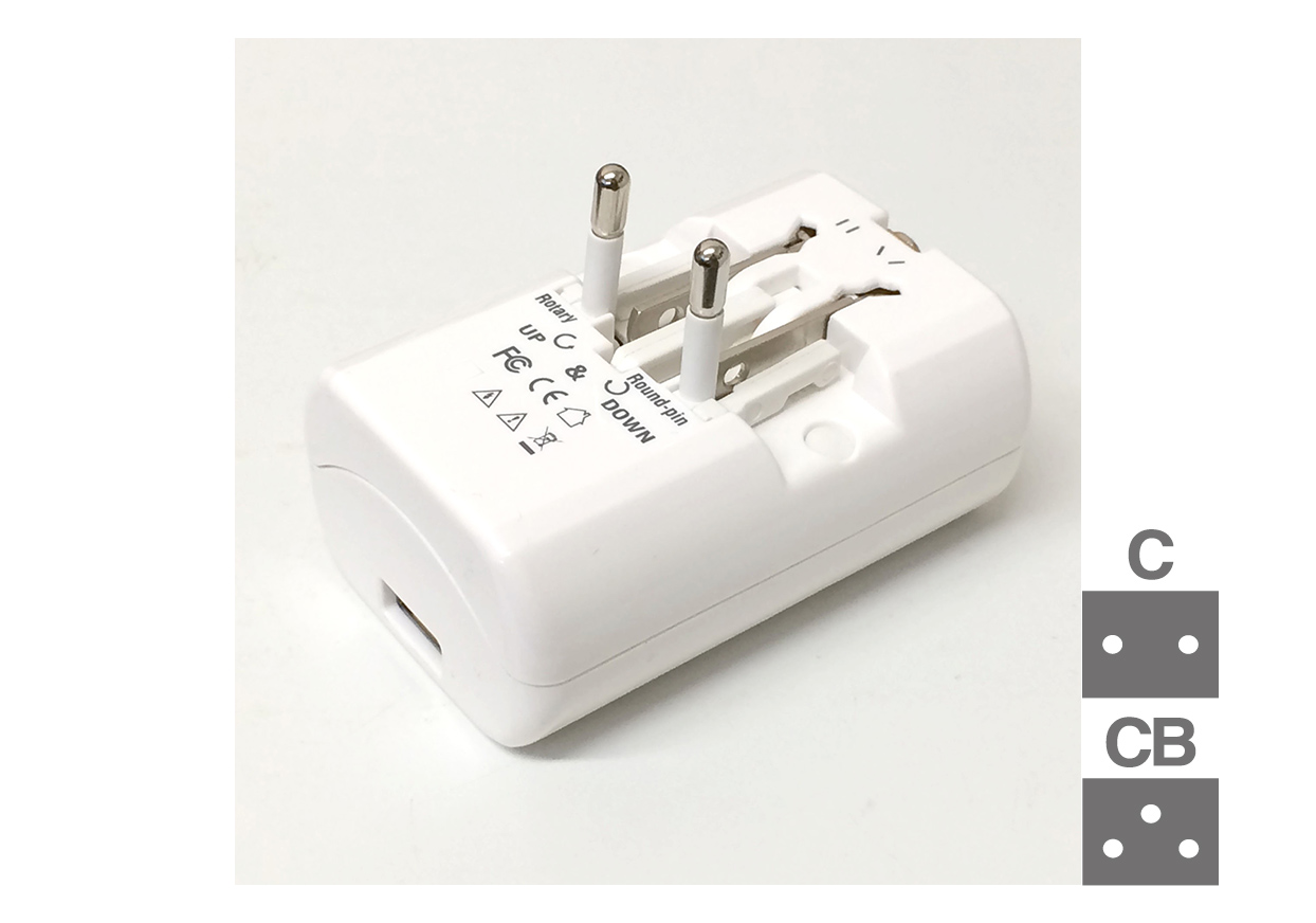 海外旅行用 2口電源プラグ A/C/O/SE/BFタイプ USB2.1A - 画像 (5)