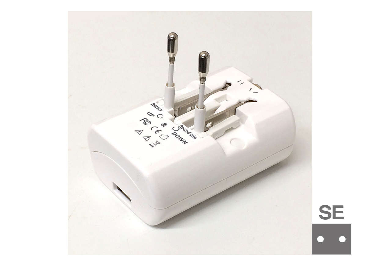 海外旅行用 2口電源プラグ A/C/O/SE/BFタイプ USB2.1A - 画像 (7)