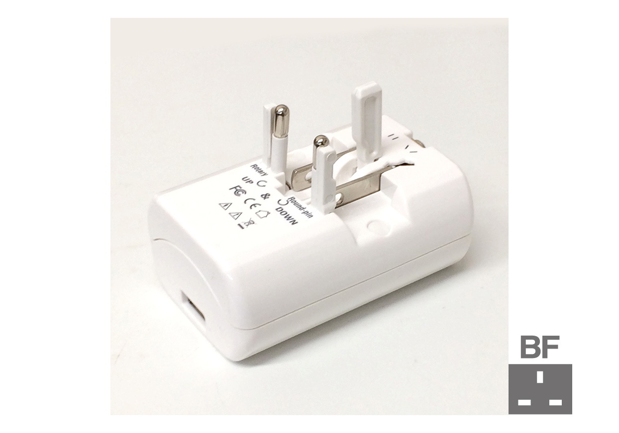 海外旅行用 2口電源プラグ A/C/O/SE/BFタイプ USB2.1A - 画像 (8)