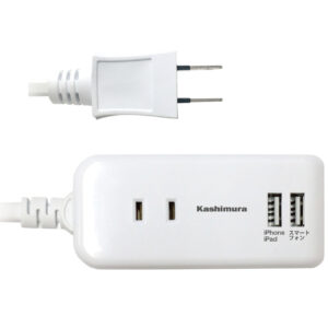 国内・海外兼用 2口電源タップ Aタイプ 2USB 2.1A 1m