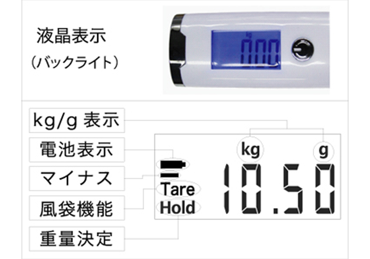 携帯ラゲッジスケール 荷物用はかり 両手持ちタイプ - 画像 (4)