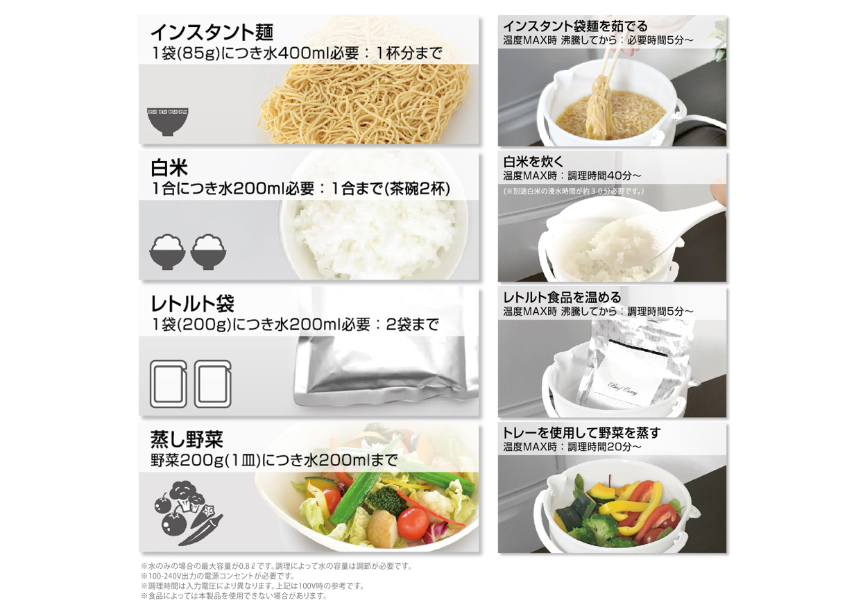 国内・海外兼用 トラベルクッカー 折りたたみ式 温度切替機能付 - 画像 (3)