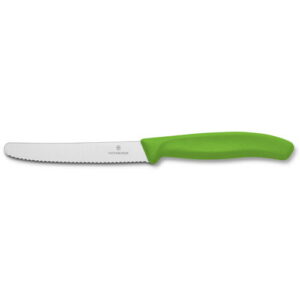 VICTORINOX　ビクトリノックス　トマトベジタブルナイフ(トマト＆テーブルナイフ)　波刃　グリーン　緑【メール便】[ペティナイフ フルーツナイフ ステーキナイフ キャンプ スイスペティーナイフ]