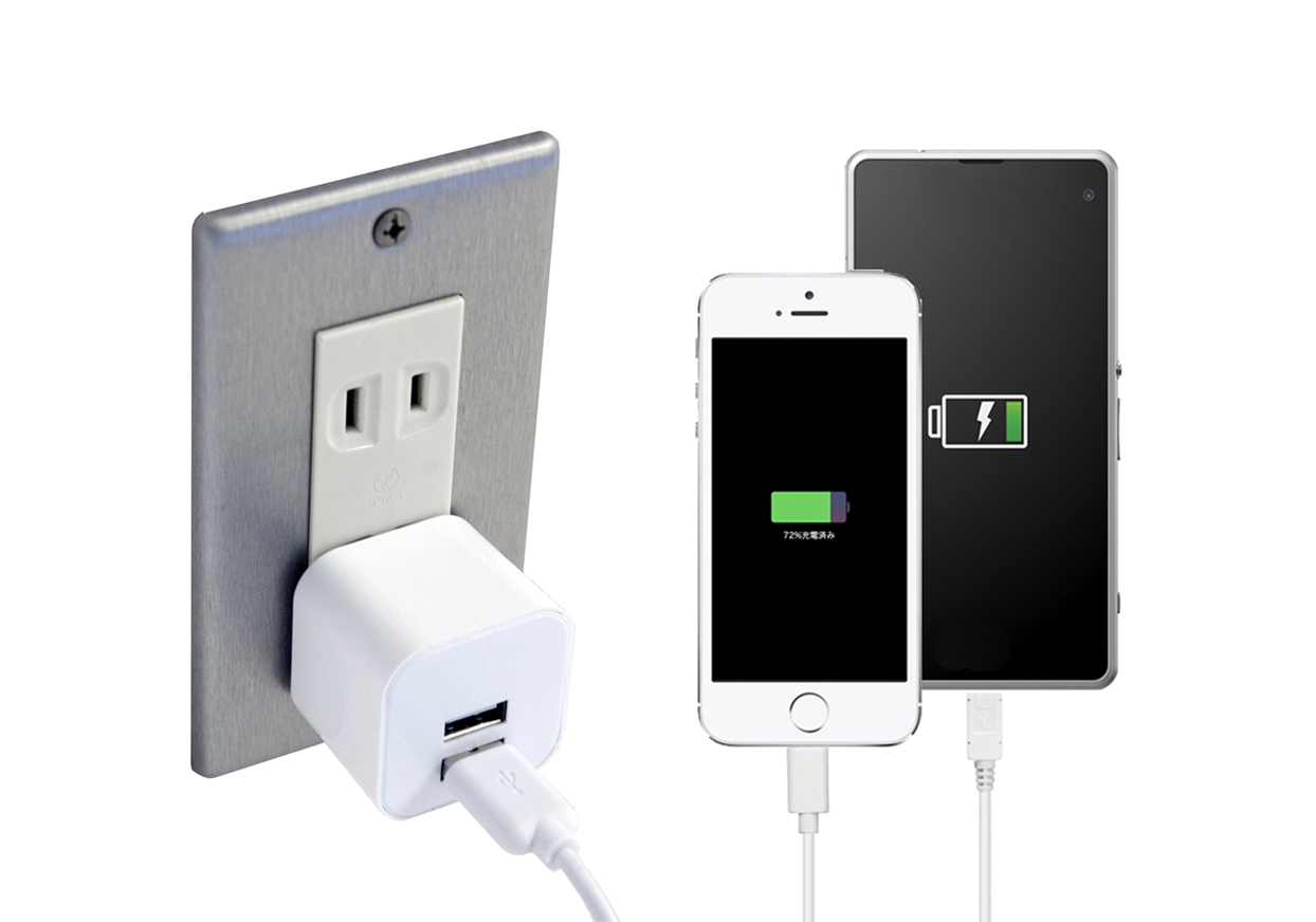 旅行用USB充電器 USB2P 2.4A WH - 画像 (2)