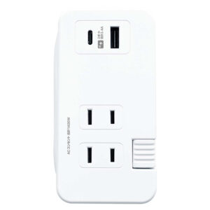 旅行用電源タップAC3 USBA+C 3.4A 0.2m 自動識別 リバーシブル