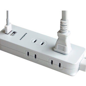 国内・海外兼用電源タップ Aタイプ AC4P USB2P 3A WH 1.2m
