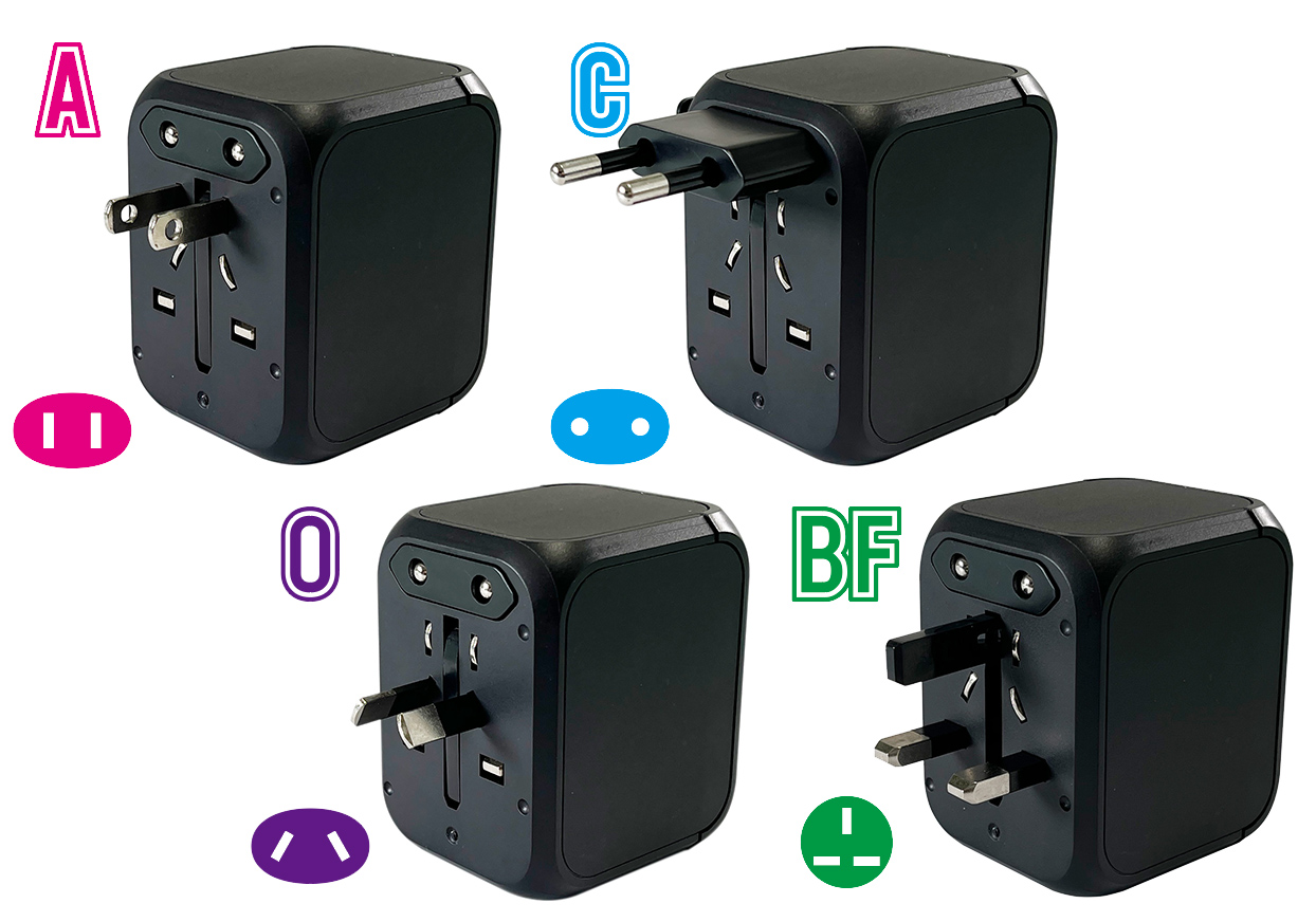 海外用変換プラグA/C/O/BFタイプ USBA2+C PD30W 自動識別 - 画像 (2)