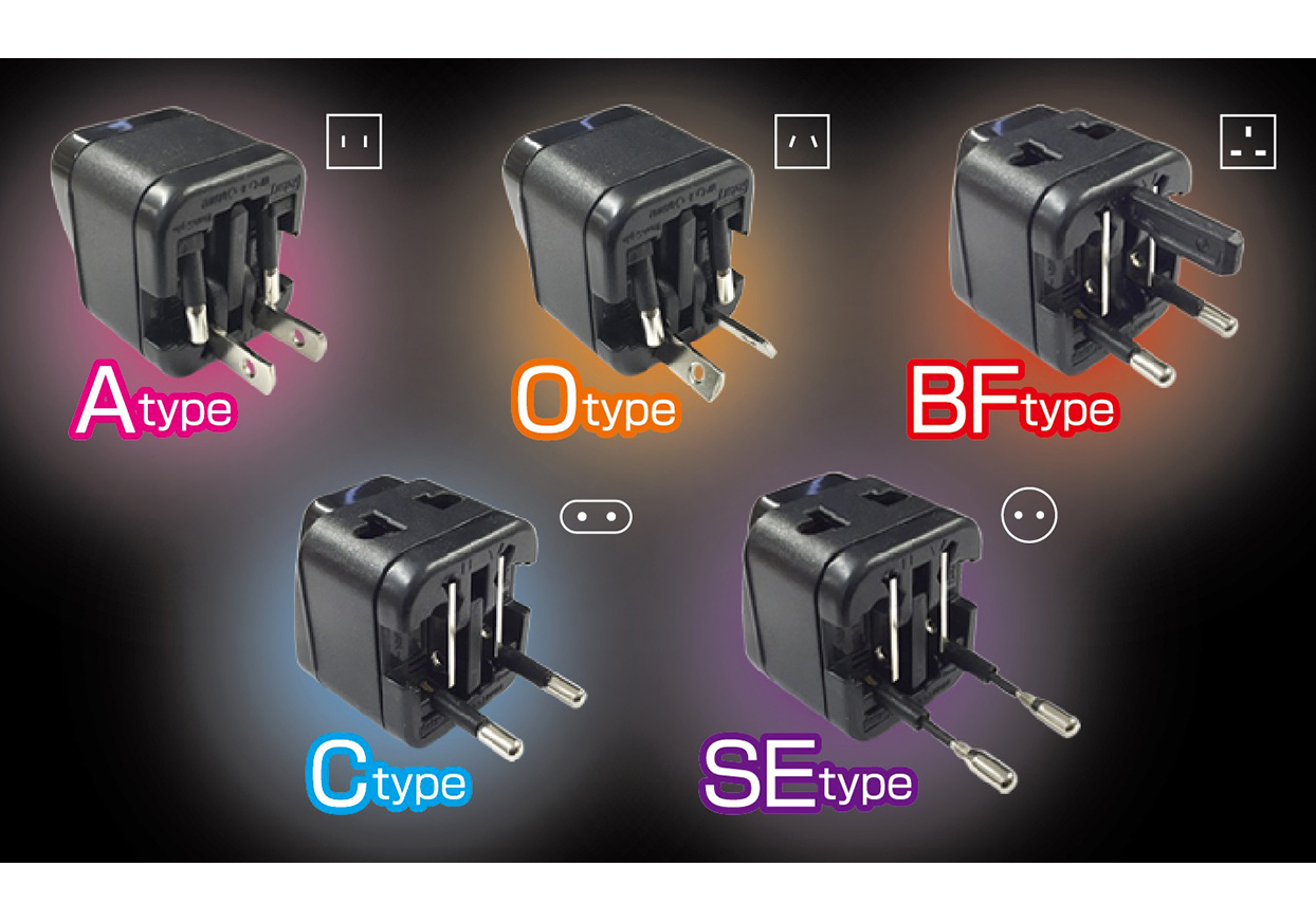 海外用2口変換プラグA/C/O/SE/BFタイプ電圧ランプ付き - 画像 (3)