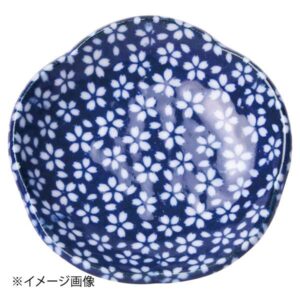 ヤマコー 用美 豆皿(花型)藍 山桜 78471