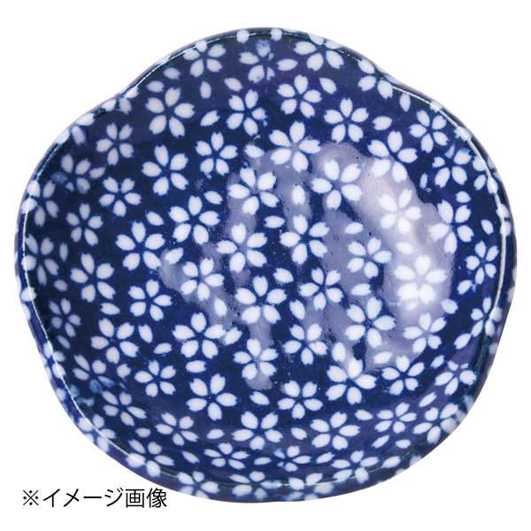 ヤマコー 用美 豆皿(花型)藍 山桜 78471