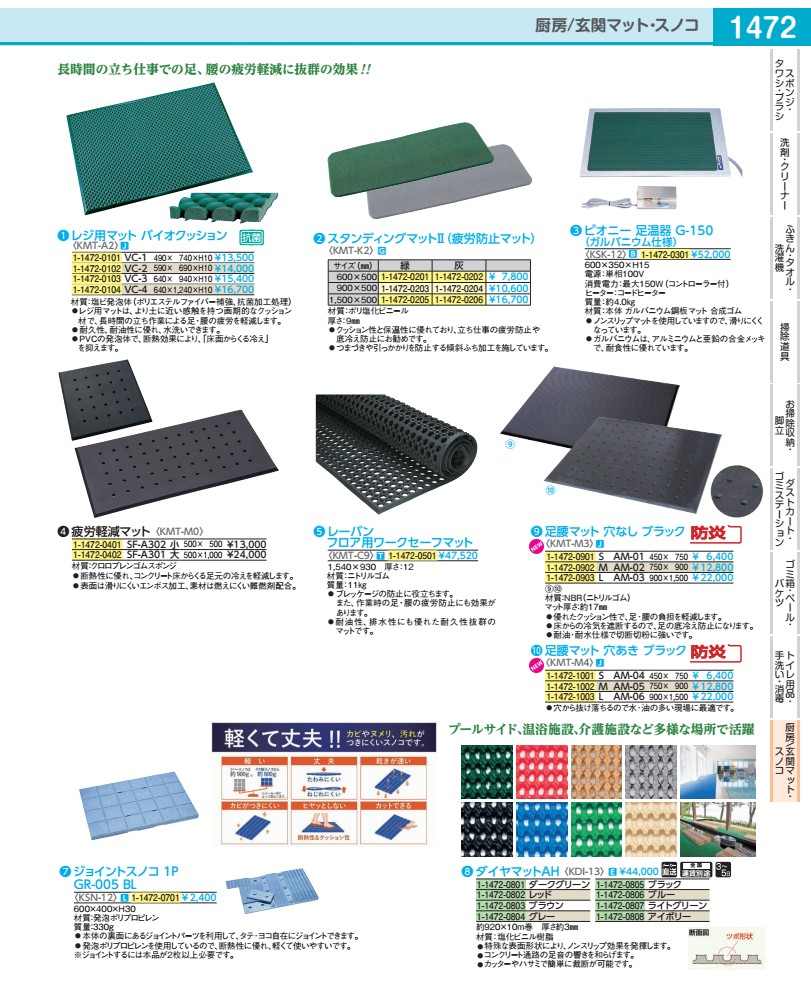 疲労軽減マット 穴無し ブラック 610×510 KMTL501